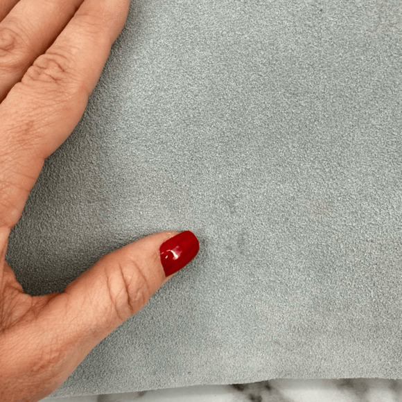 Margot Jamee Double Strapped Suede Tote Bag with Pouch Light Blue Minimalist - Picture 10 of 14